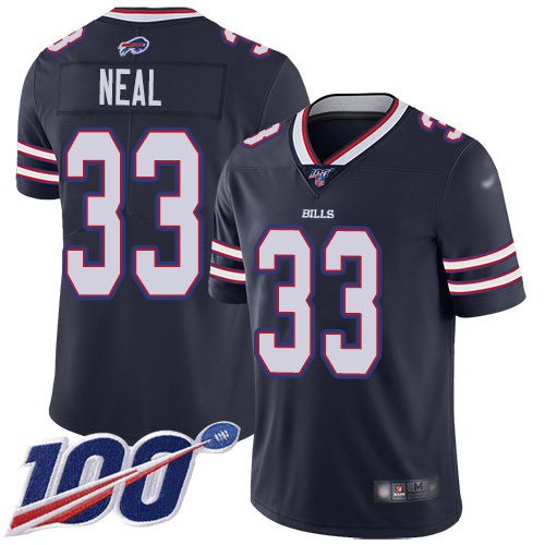 Men Buffalo Bills #33 Siran Neal Limited Navy Blue Inverted Legend 100th Season NFL Jersey